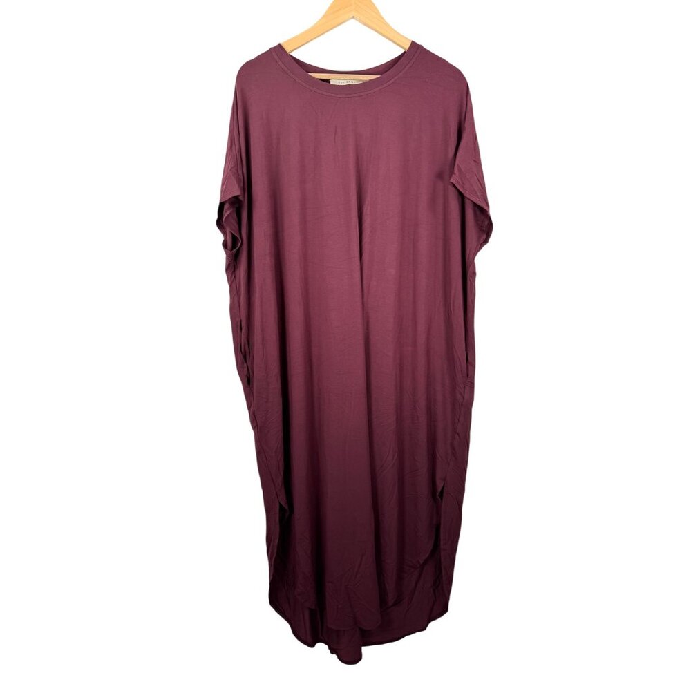 Ellison Lagen look‎ midi relaxed stretchy jersey knit dress maroon beach sz L
